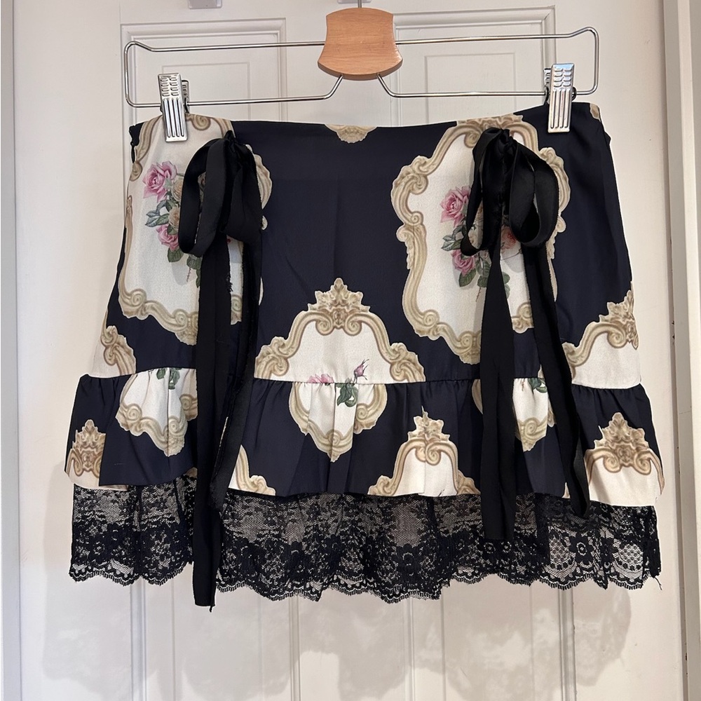REVOLVE Rose Black and Cream Mini Skirt - Picture 4 of 11